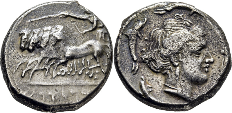 SICILIA-KEPHALOEDION. Tetradracma. 409-396 a.C. Cuadriga marchando a izquierda l...