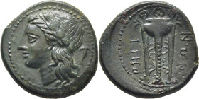 BRUTTIUM-RHEGION. AE 22. 260-215 a.C. EBC-. Bonita pátina verde. Atractiva