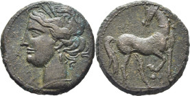 CARTAGO-ZEUGITANIA. AE 25. S. III-II a.C. EBC-. Pátina oscura. Muy atractiva