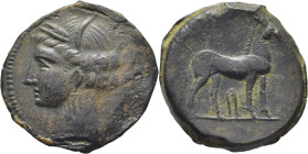CARTAGO-ZEUGITANIA. AE 23. 215-201 a.C. Pátina marrón verdosa. Centrada. Rara