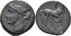 SICILIA-Dominación cartaginesa. AE 23. 214-211 a.C. EBC-. Atractiva pátina. Buen ejemplar