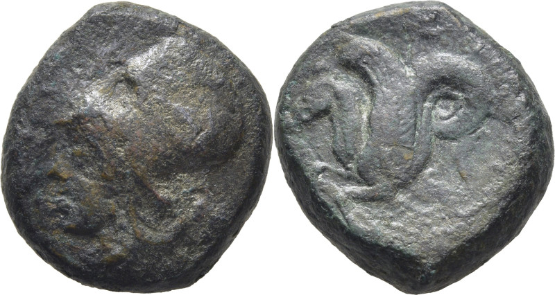 SICILIA-SIRACUSA. Trias. 413-405 a.C. Palas Atenea con casco corintio a izquierd...