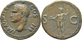 ROMA IMPERIO. Agripa. Dupondio. 37-12 a.C. Pátina marrón