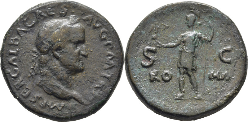 ROMA IMPERIO. Galba. Sestercio. 68-69. Cabeza laureada a derecha, alrededor IMP ...