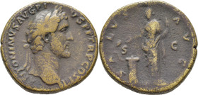ROMA IMPERIO. Antonino Pío. Sestercio. 140-144. Pátina marrón
