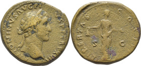 ROMA IMPERIO. Antonino Pío. Sestercio. 153-154. Pátina marrón