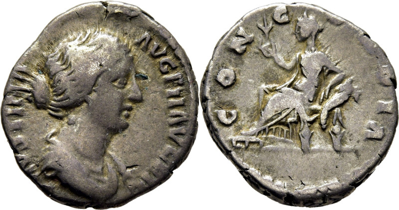 ROMA IMPERIO. Faustina Hija. Denario. Anterior al 175. Busto revestido a derecha...