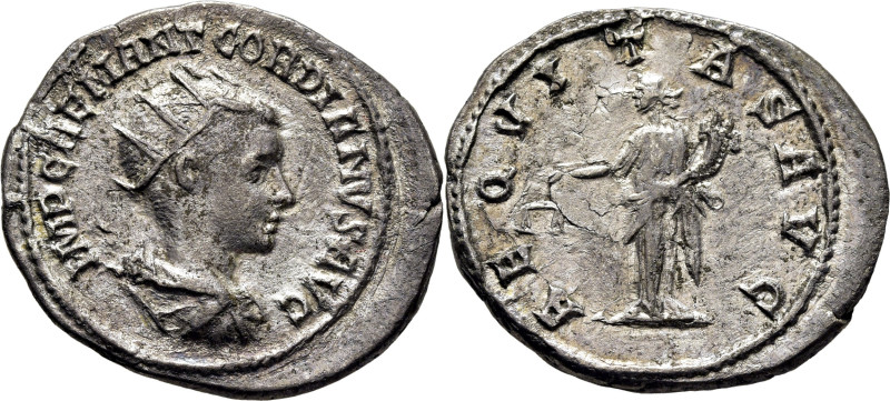 ROMA IMPERIO. Gordiano III. Antoniniano. 240. Busto radiado a derecha, alrededor...