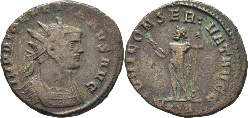 ROMA IMPERIO. Diocleciano. Antoniniano. AE. 285-286. Busto radiado a derecha con...