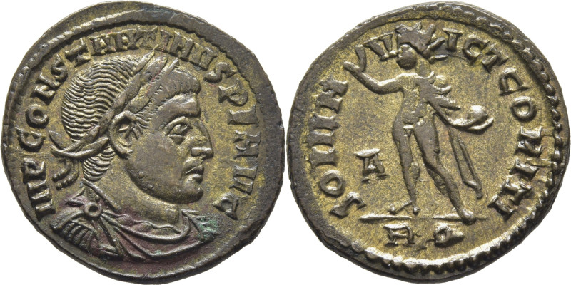 ROMA IMPERIO. Constantino Magno. Follis. Aquileia 1ª Oficina. 309-337. Busto lau...