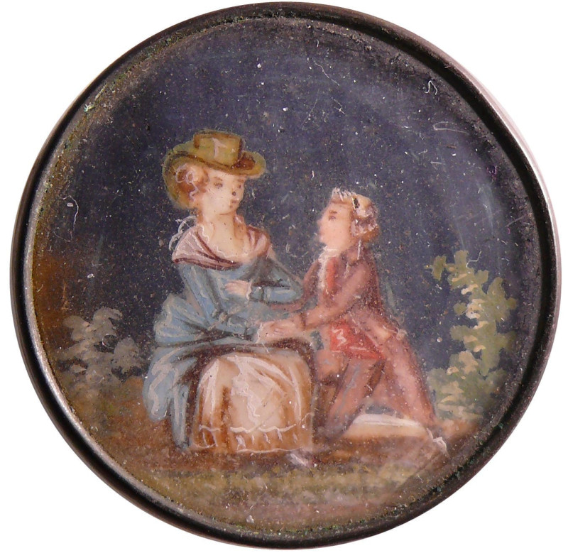 Bouton en verre et laiton - Peinture miniature d'un couple - 18ème siècle

Bou...