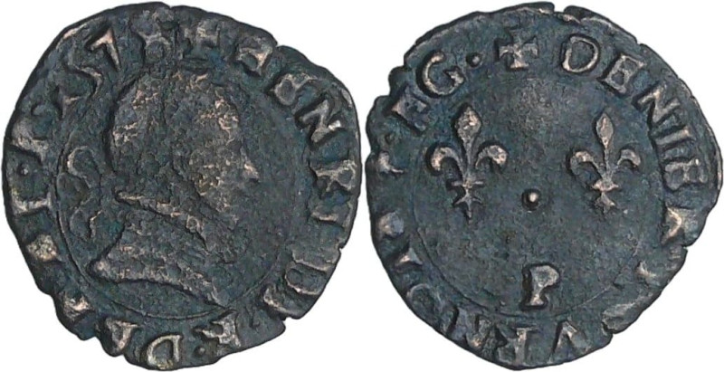 France - Henri III (1574-1589) - Denier tournois - 1578 P (Dijon)

A/ + HENRI....