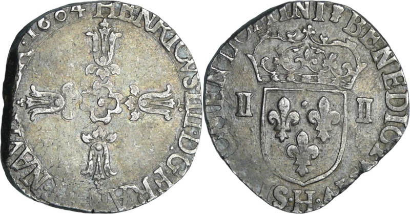 France - Henri IV (1589-1610) - Quart d'écu à la croix fleuronnée du 7e type - 1...