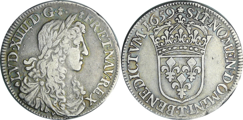 France - Louis XIV (1643-1715) - ½ écu au buste juvénile, 1er type - 1659 T (Nan...