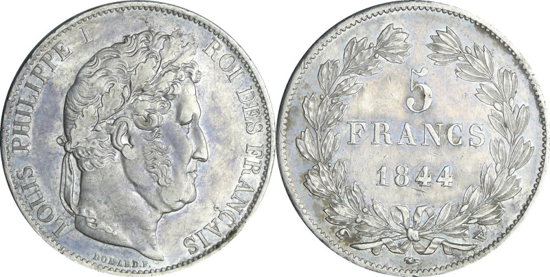 France - Louis-Philippe Ier (1830-1848) - 5 francs tête laurée 3ème type 1844 W ...