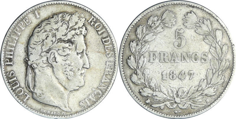 France - Louis-Philippe Ier (1830-1848) - 5 francs tête laurée 3ème type 1847 K ...