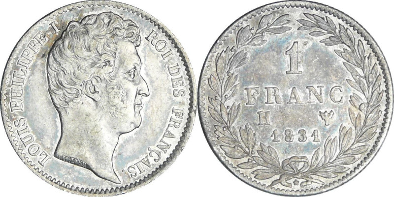 France - Louis-Philippe Ier (1830-1848) - 1 franc tête nue 1831 H (La Rochelle)...