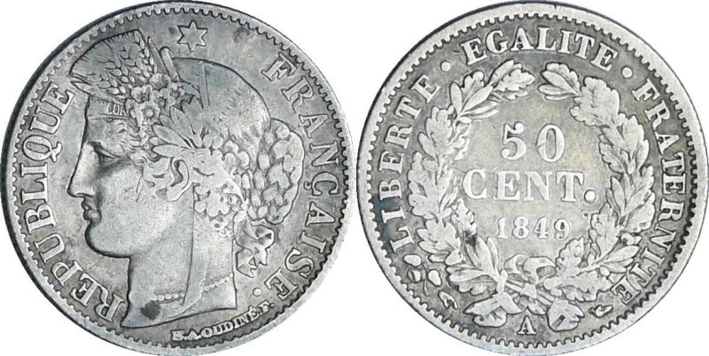 France - Deuxième république (1848-1852) - 50 centimes Cérès 1849 A (Paris)

T...