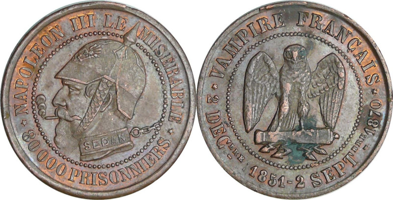 France - Napoléon III (1852-1870) - Médaille satirique au module de la 5 centime...