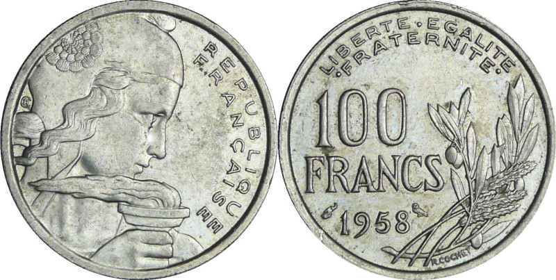 France - Quatrième république (1947-1959) - 100 francs Cochet 1958 chouette

S...