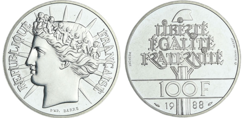 France - Cinquième république (1959- ) - 100 francs Tête de la République 1988 e...