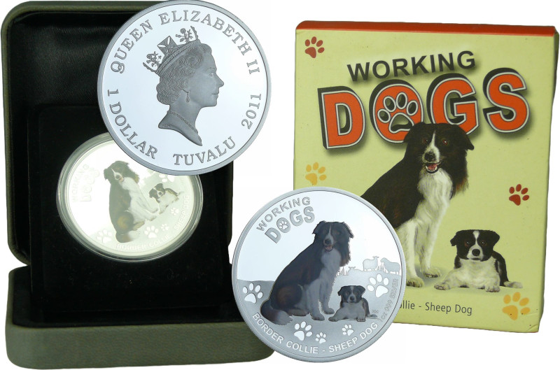 Tuvalu - The Perth mint - 1 dollar (1 once) 2011 "Working dog Border Collie"

...