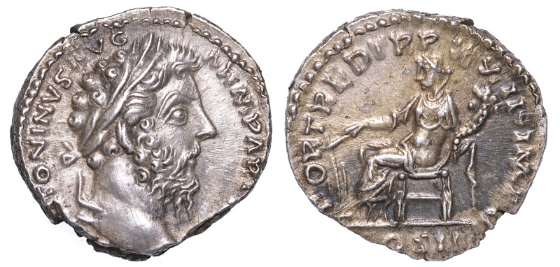 MARCO AURELIO, 161-180., Denario, anno 168.
Testa laureata a d. R/ La Fortuna s...