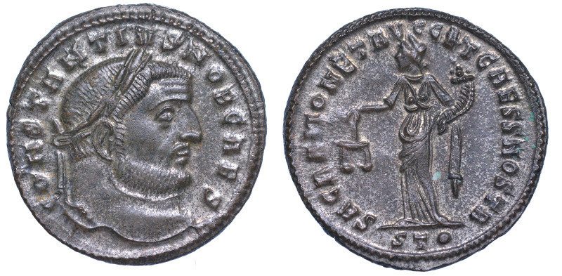 COSTANZO I CLORO (Cesare), 293-305., Follis, anni 300-303. Ticinum.
Busto laure...