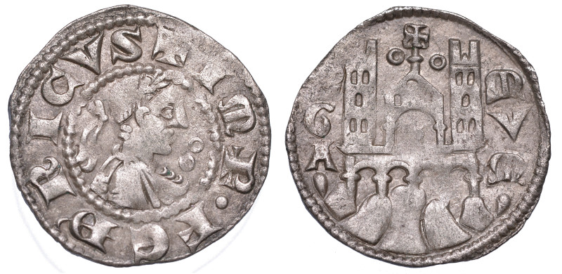 BERGAMO. COMUNE, A NOME DI FEDERICO II, 1194-1250., Denaro planeto, anni 1270-12...