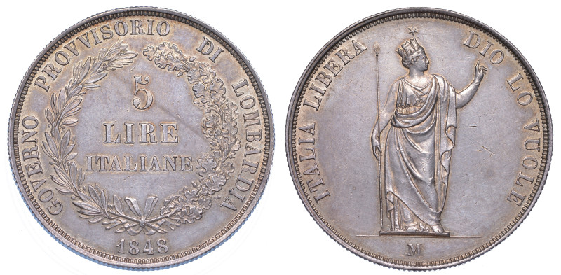 MILANO. GOVERNO PROVVISORIO DI LOMBARDIA, 1848., 5 Lire 1848.

Valore fra rami...