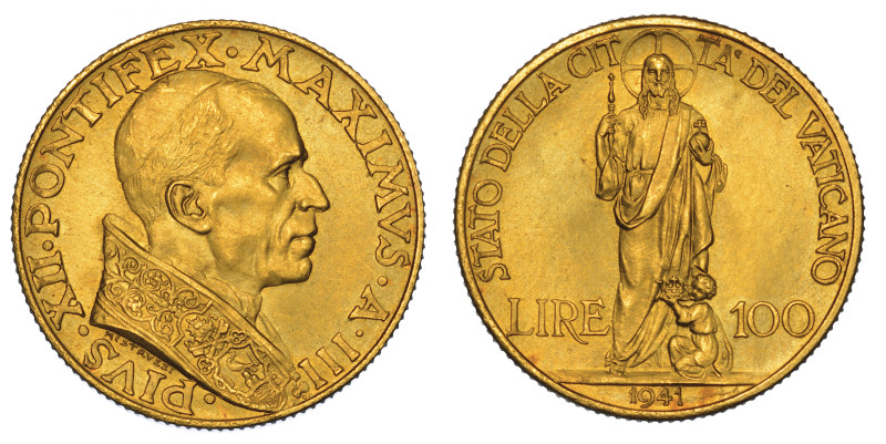 VATICANO. PIO XII, 1939-1958.,, 100 Lire 1941/A. III.

Busto a d. con zucchett...