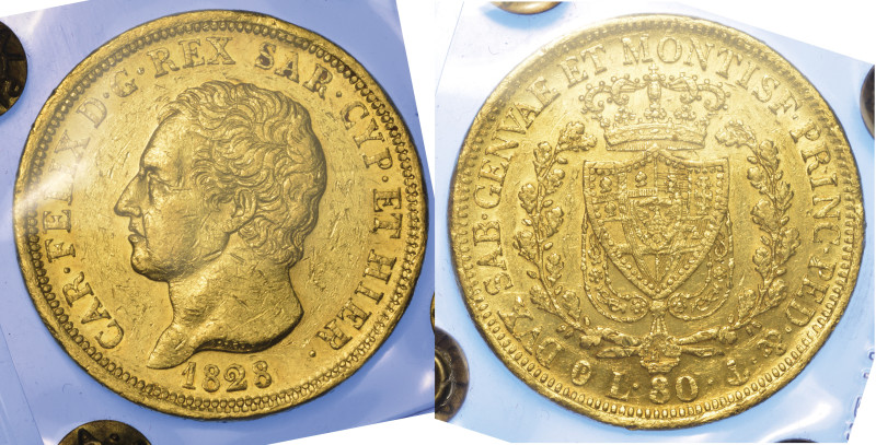 REGNO DI SARDEGNA. CARLO FELICE DI SAVOIA, 1821-1831, 80 Lire 1828. Genova.

T...