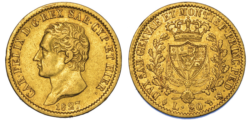 REGNO DI SARDEGNA. CARLO FELICE DI SAVOIA, 1821-1831., 20 Lire 1827. Torino.

...