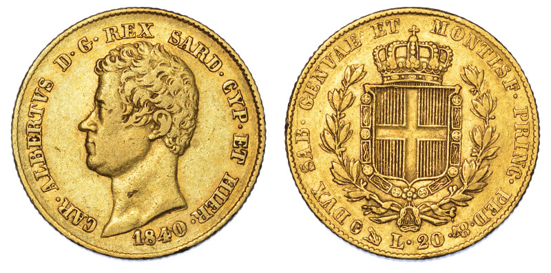 REGNO DI SARDEGNA. CARLO ALBERTO DI SAVOIA, 1831-1849., 20 Lire 1840. Genova.
...