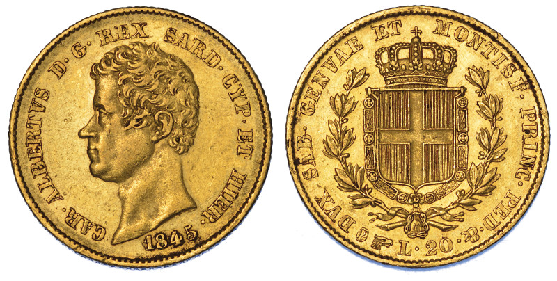 REGNO DI SARDEGNA. CARLO ALBERTO DI SAVOIA, 1831-1849., 20 Lire 1845. Torino.
...