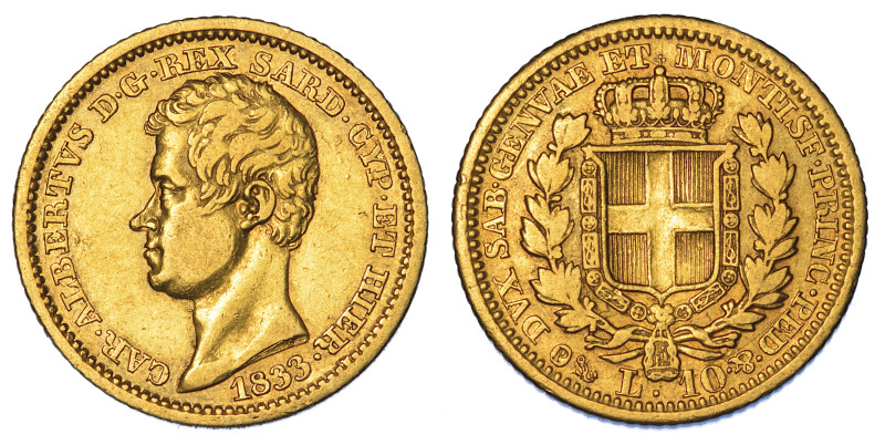 REGNO DI SARDEGNA. CARLO ALBERTO DI SAVOIA, 1831-1849., 10 Lire 1833. Genova.
...