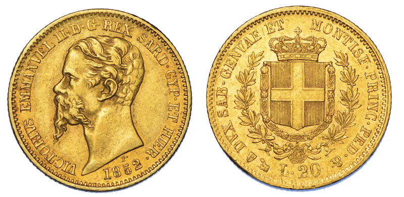 REGNO DI SARDEGNA. VITTORIO EMANUELE II DI SAVOIA, 1849-1861., 20 Lire 1852. Gen...