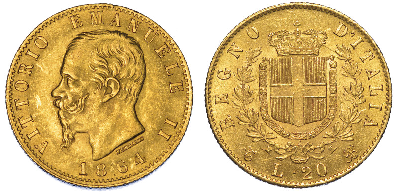 REGNO D'ITALIA. VITTORIO EMANUELE II DI SAVOIA, 1861-1878., 20 Lire 1864. Torino...