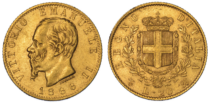 REGNO D’ITALIA. VITTORIO EMANUELE II DI SAVOIA, 1861-1878., 20 Lire 1866. Torino...