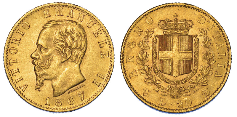 REGNO D'ITALIA. VITTORIO EMANUELE II DI SAVOIA, 1861-1878., 20 Lire 1867. Torino...