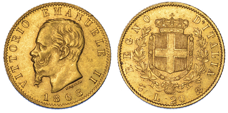 REGNO D'ITALIA. VITTORIO EMANUELE II DI SAVOIA, 1861-1878., 20 Lire 1868. Torino...