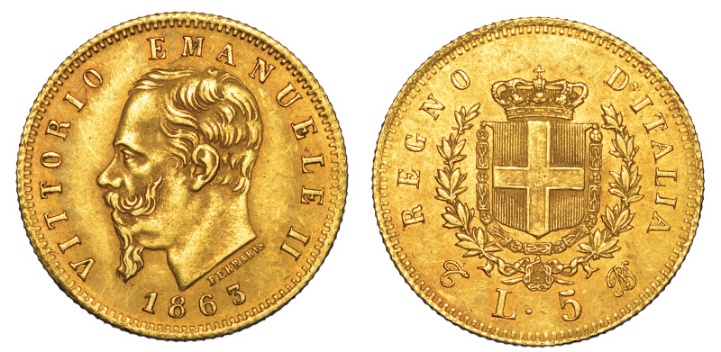 REGNO D'ITALIA. VITTORIO EMANUELE II DI SAVOIA, 1861-1878., 5 Lire 1863. Torino....