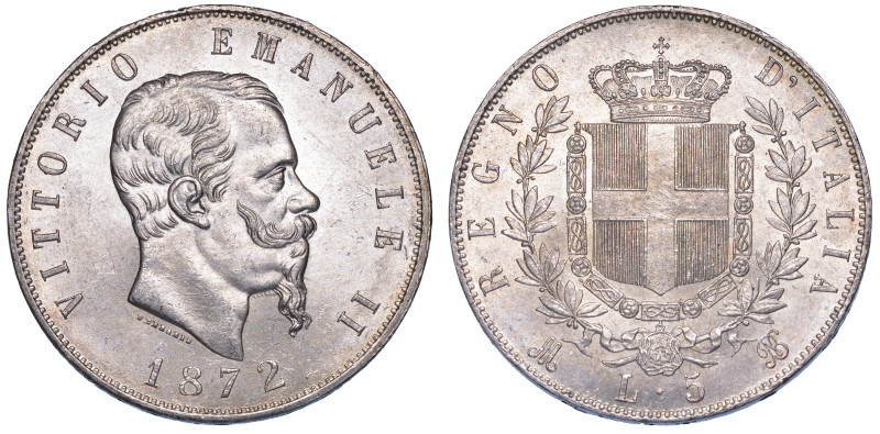 REGNO D’ITALIA. VITTORIO EMANUELE II DI SAVOIA, 1861-1878., 5 Lire 1872. Milano....