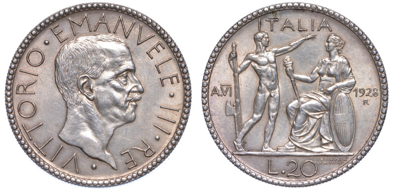 REGNO D’ITALIA. VITTORIO EMANUELE III DI SAVOIA, 1900-1946., 20 Lire 1928/VI. Li...