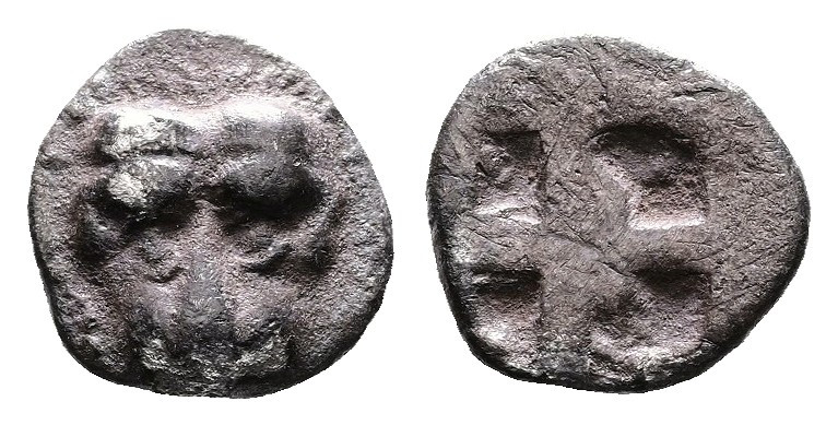 Cimmerian Bosporos, Pantikapaion, circa 480-470 BC. AR Obol (8 mm, 0,47 g.). Hea...