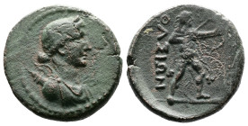 Islands off Thasos, Thasos, circa 2nd. - 1st. Century BC. AE (21 mm, 8,56 g.). Diademed and draped bust of Artemis to right, bow and quiver over shoul...
