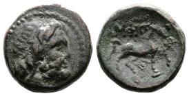 Macedon, Amphipolis, circa 187-31 AD. (17mm, 6,80g.). Diademed head of Poseidon r. Rev. AMΦIΠΟ – ΛITΩN Horse advancing r.; above, monogram. SNG ANS 12...