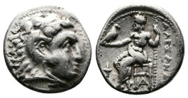 Kings of Macedon, Alexander III 'the Great', 336-323 BC. AR Drachm (17 mm, 4,20 g.). Sardes, Head of Herakles to right, wearing lion skin headdress. R...