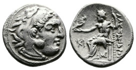 Kings of Macedon Alexander III 'the Great' 336-323 BC. AR Drachm (17mm, 4,01g.). Lampsakos. Head of Herakles to right, wearing lion skin headdress. Re...