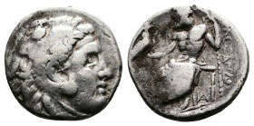 Kings of Macedon, Alexander III 'the Great' 336-323 BC. AR Drachm (17mm, 4,15 g.). Miletos. Head of Herakles right, wearing lion skin. Rev. AΛEΞANΔPOY...